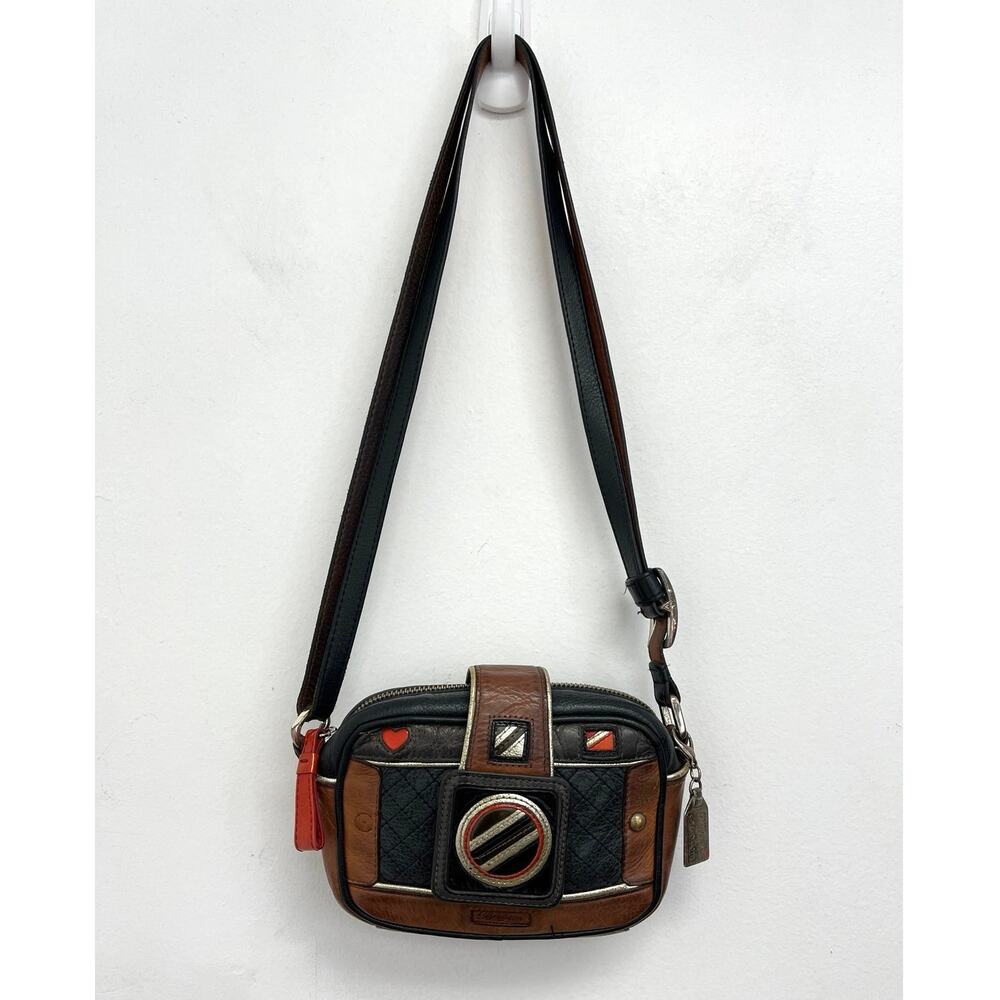 Brighton Camera Leather Shoulder Crossbody Convertible Small Bag Novelty Retro